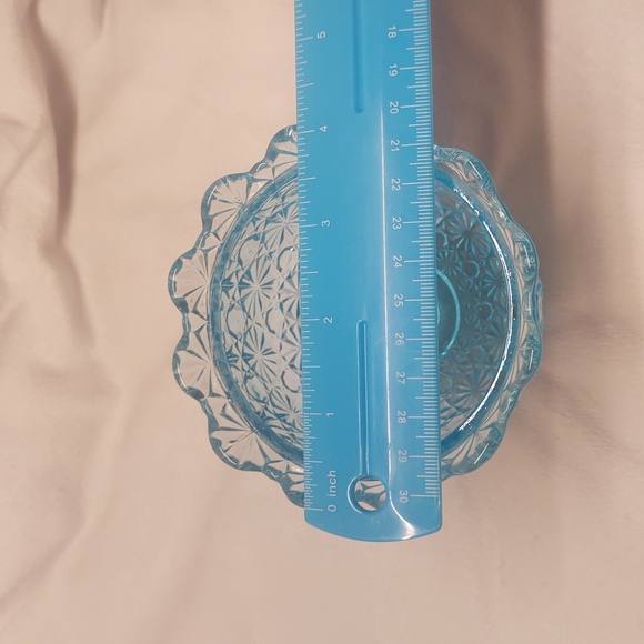 VERY RARE Candy Dish Vintage Fenton L.G. Wright Ice Blue Glass Daisy Button MCM - Picture 10 of 11